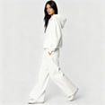 thumbnail image 6 of Szluipve Women Cropped Zip‑Up Hoodie 2 Piece Outfits Drawstring Long Sleeve Full Zip Short Hooded Jacket and Elastic Waist Wide Leg Pants Casual Tracksuit Loungewear Set White 3XL, 6 of 7
