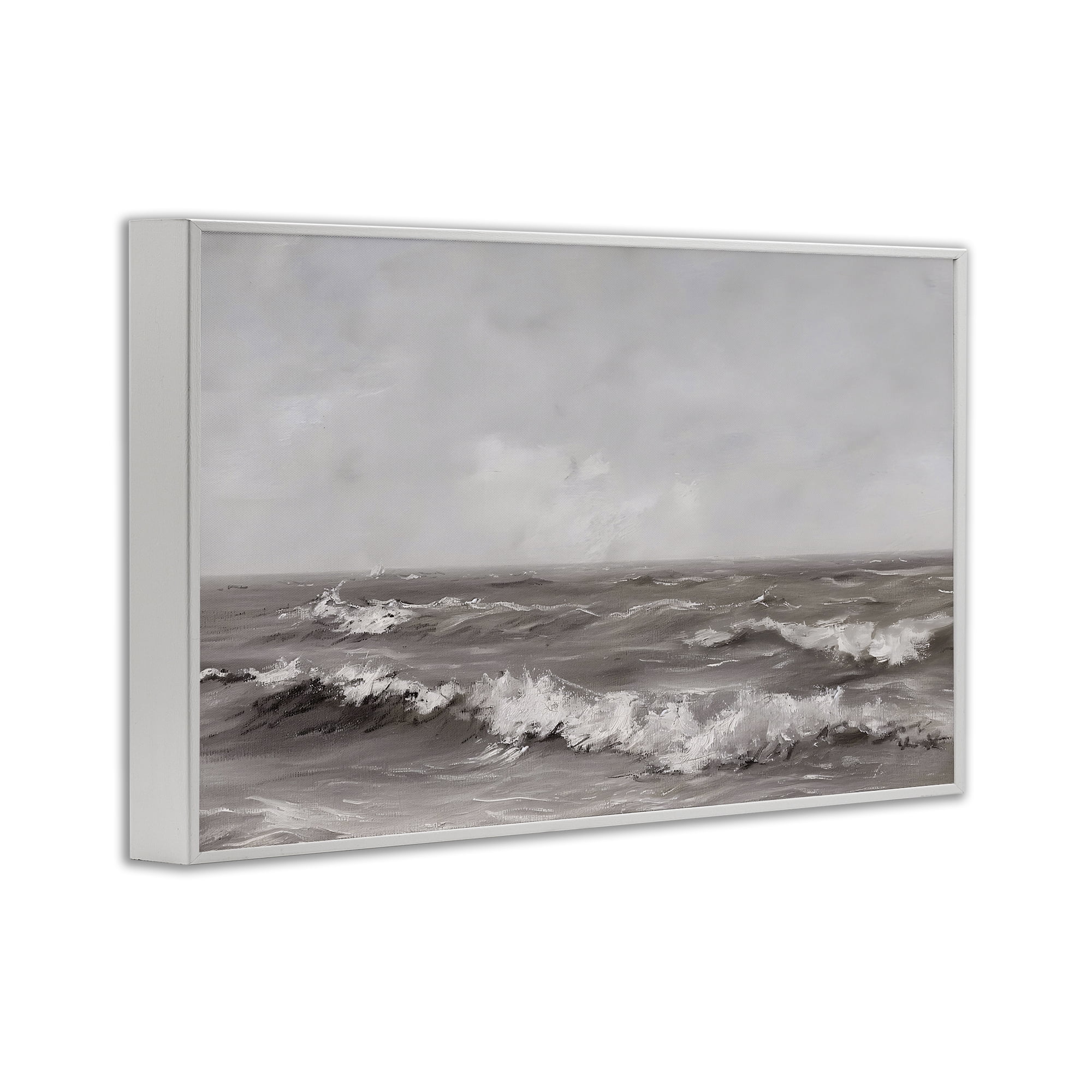 Stupell Industries Monochrome Sea Ripples White Framed Giclee Art, design by Jacky Ngan