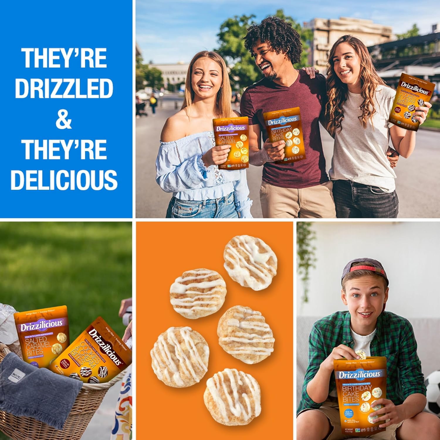 Drizzilicious Mini Rice Cakes, Pumpkin Spice Flavored Rice Cake Gluten Free Snacks, Rice Crisps 2-Pack