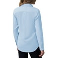 thumbnail image 4 of Siliteelon Womens Button Down Shirt Long Sleeve Oxford Cotton Blouse Classic Fit Wrinkle Resistant Office Work Top with Pocket, 4 of 7
