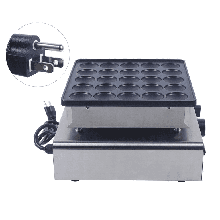 110V 800W Mini Dutch Pancake Baker Maker, Commercial Electric Nonstick  25pcs Mini Waffle Pancake Maker Stainless Steel for Restaurants, Cafes Shops