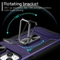 thumbnail image 6 of for iPhone 12 Armor Case Stand, [Built in Kickstand & Slide Camera Cover] Military Grade Drop Protection Shockproof Hard PC Heavy Duty Bumper Phone Case For iPhone 12, Purple, 6 of 10