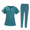 thumbnail image 1 of Uniforme de enfermería para mujer, conjunto de pantalones superiores, transpirable de manga corta suave elástica para , salón de Verde Yinane  Pantalones superiores, 1 of 8