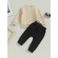 thumbnail image 4 of Fortune Toddler Baby Boy Winter Outfits 2Pcs Infant Letters Sweatshirt Tops Elastic Waist Sweatpants 0-3 Years, 4 of 9