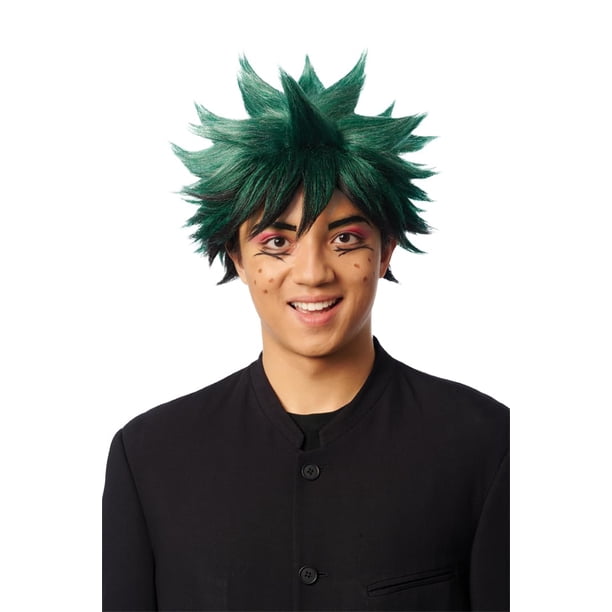 Peluca para disfraces Culture Anime Hero, color verde y negro
