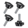 thumbnail image 1 of Perillas de sujeción en estrella Uxcell de 4 piezas, tornillo de mano de rosca macho M10x30mm, reemplazo de mango de máquina [39mm, negro], 1 of 1