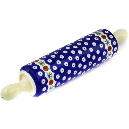 Polish Pottery Rolling Pin Polish Pottery 12½-inch Rolling Pin (Mosquito Theme) Hand Painted in Boleslawiec, Poland + Certificate of Authenticity ()