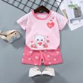 thumbnail image 2 of Paguaki Boy Toddler Baby Summer Clothes 6 12 18 Months 2T 3T 4T 5T Girls Outfits Short Sleeve Cartoon Print T-Shirt Tops & Shorts Sets 2Pcs, 2 of 4