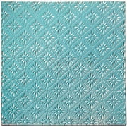Salvaged Tin Ceiling Tile 12"X12"-Turquoise Rosette, Pk 2, Salvaged