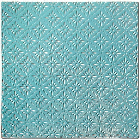 Salvaged Tin Ceiling Tile 12"X12"-Turquoise Rosette, Pk 2, Salvaged