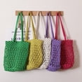 thumbnail image 2 of Granjero Gordo Bolso de mano tejido y bolsas de cosméticos, bolso de mano tejido elegante de playa de verano, bolso de hombro de 12,59 x 7,48 x 10,62 pulgadas (morado), 2 of 4