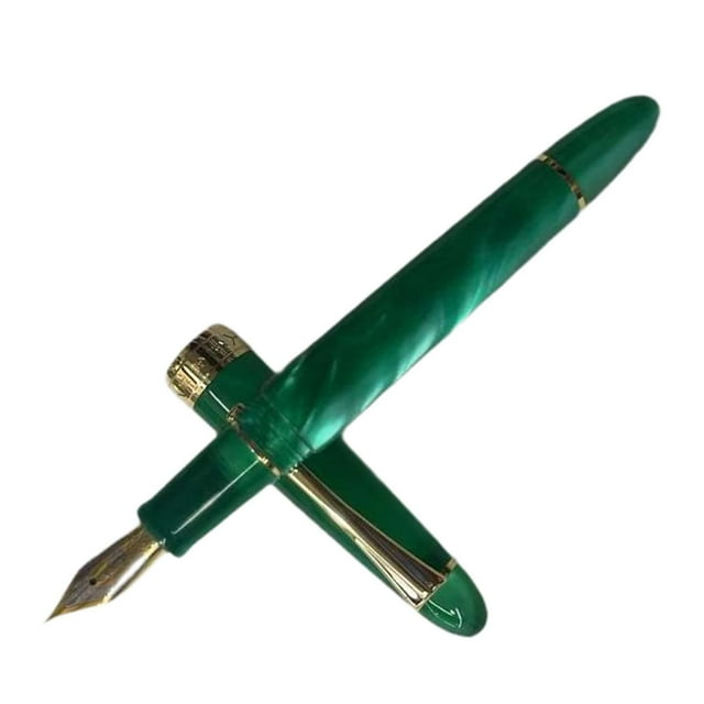 Pluma estilográfica de pistón, instrumento de escritura EF0.5mm, gran capacidad de tinta, minibolsillo verde oscuro