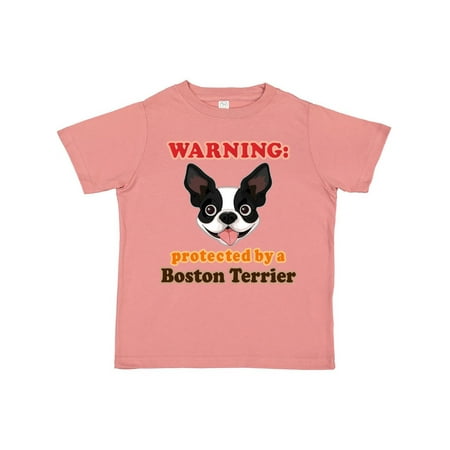 

Inktastic Boston Terrier Dog Protected by Gift Toddler Boy or Toddler Girl T-Shirt