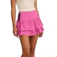 thumbnail image 3 of ZunFeo Womens Hot Pink High Waisted Athletic Skort with Built-in Shorts, Tiered Ruffle Tennis Skirt for Yoga Workout Running,Size S, 3 of 5