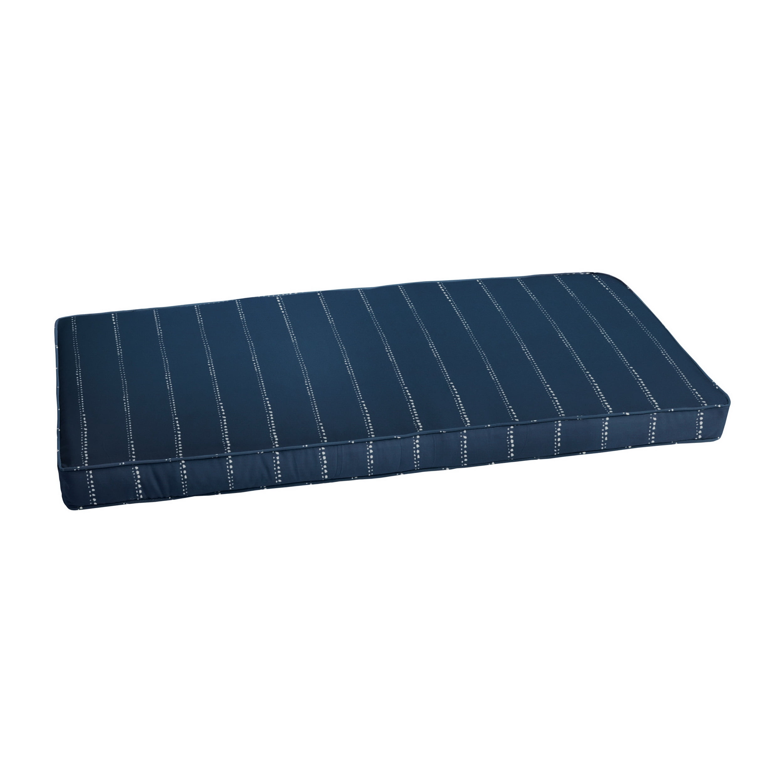 Navy Dotted Stripes Indoor/Outdoor Bench Cushion, Corded