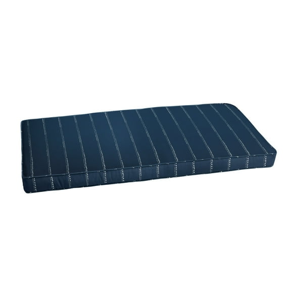 Navy Dotted Stripes Indoor/Outdoor Bench Cushion, Corded
