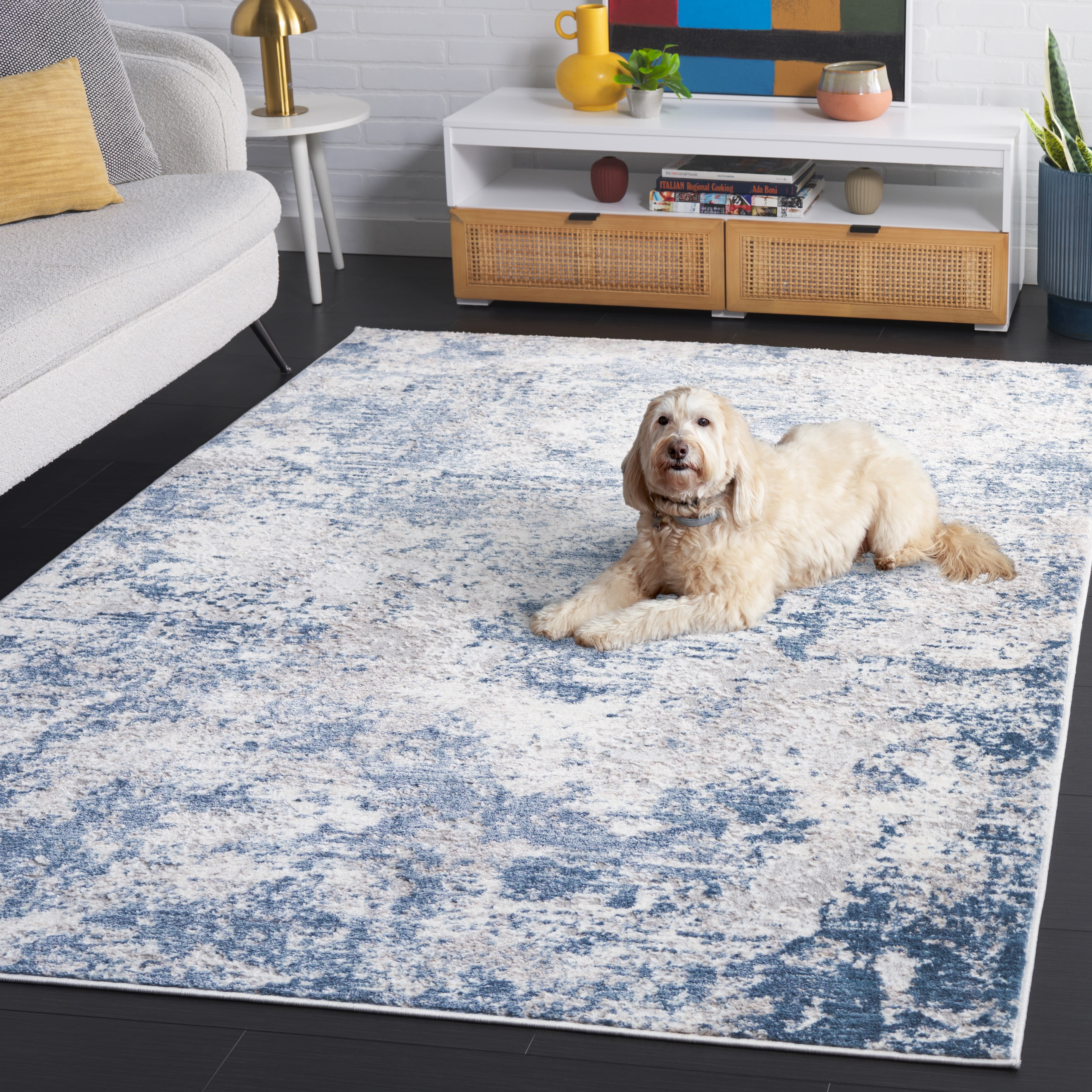 Safavieh Amelia Alastar Abstract Distressed Area Rug, Dark Blue/Gray, 3' x 3' Square