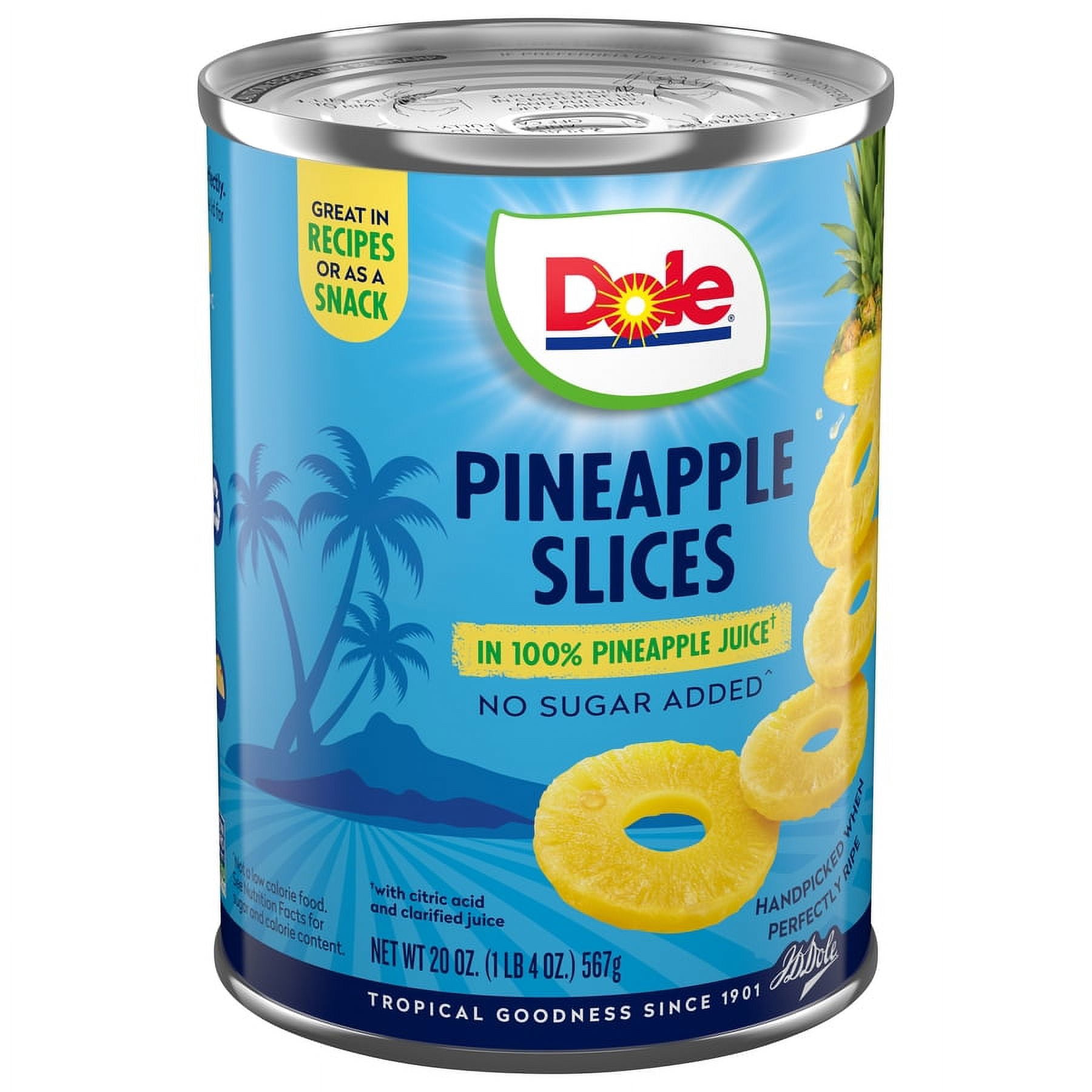 Dole Pineapple Slices in 100% Pineapple Juice, 20 oz Can