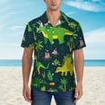 thumbnail image 2 of Kll Men'S Hawaiian Shirt Short Sleeve Button Down Beach Shirts-Dinosaurs And Tropical Leaves And Flowers, 2 of 7