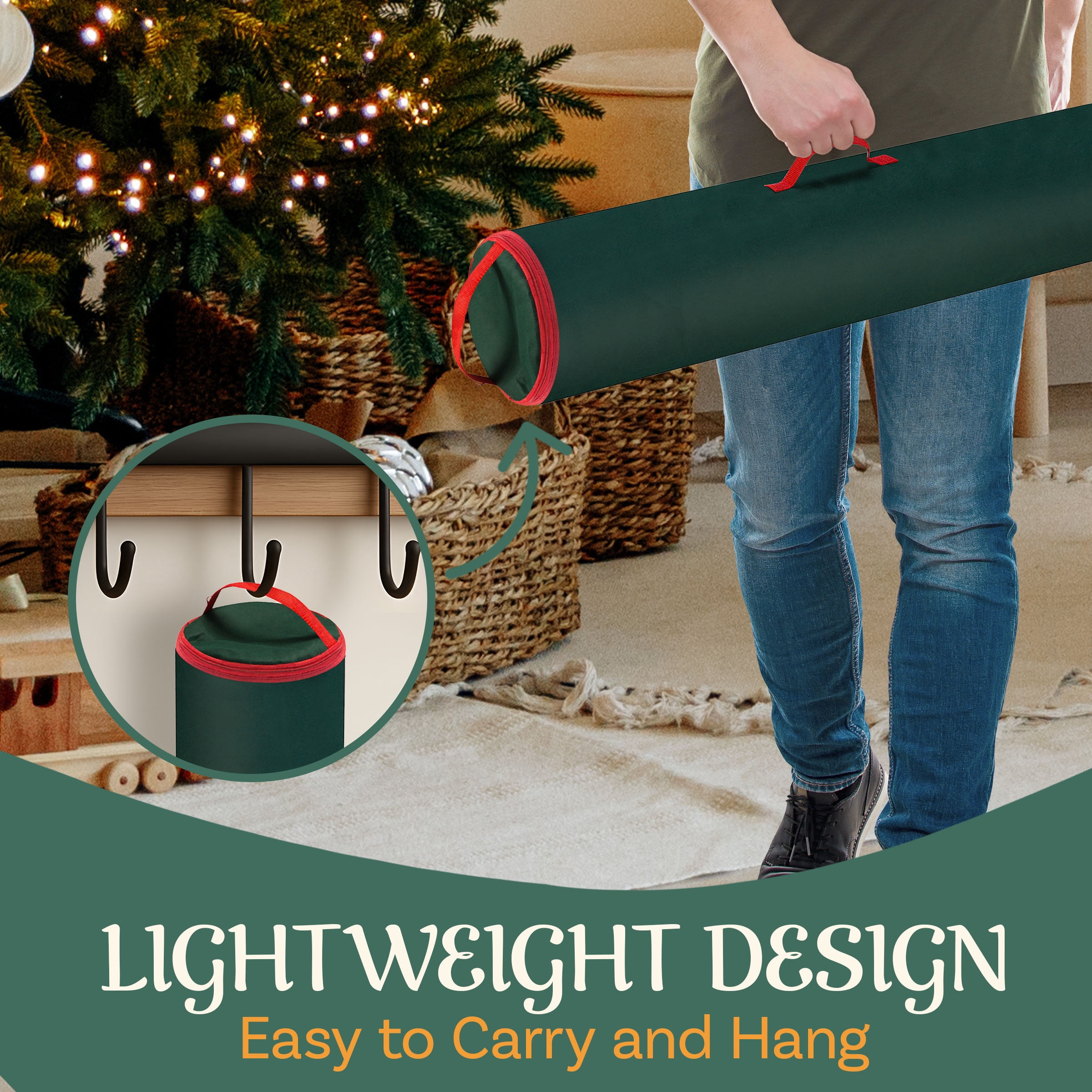 Elf Stor 2-Pack Gift Wrap 40.5 inch Wrapping Paper Storage Bag Green Stand-up