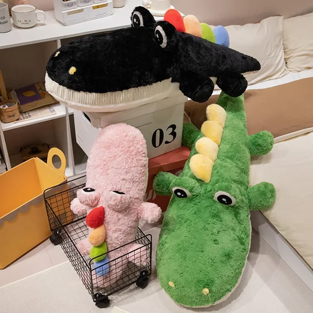 Juguetes de cocodrilo de peluche suave para niños, almohada de Animal lindo, almohada de cocodrilo gigante verde de la selva, cojín de sofá, regalo de cumpleaños475