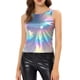 thumbnail image 1 of INSPIRE CHIC Día de San Patricio Camiseta Sin Mangas Con Cuello En U, Elástico, Ajustado, Brillante Y Metálico Brillante Para Mujer Sinfonía azul S, 1 of 5