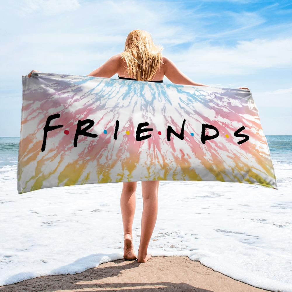 Friends Tie Dye Friends Beach Towel, 34 x 64, White, Warner Brothers