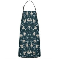 Pioneer Flower Floral Print Pattern Apron-Garden Aprons for Women with Pockets-Cotton Linen Waterproof Kitchen Cooking Gardening Aprons Adjustable for Kitchen,Cooking,BBQ and Salon 33x27 Inch