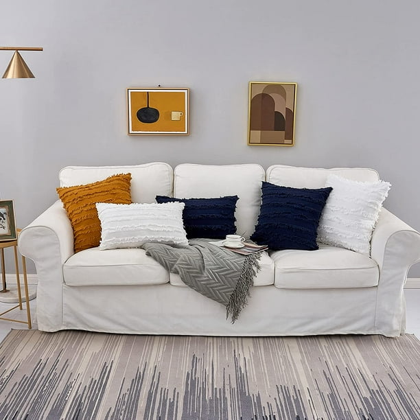 IGUOHAO Navy Blue Throw Pillow Covers for Couch Sofa Bed Cotton