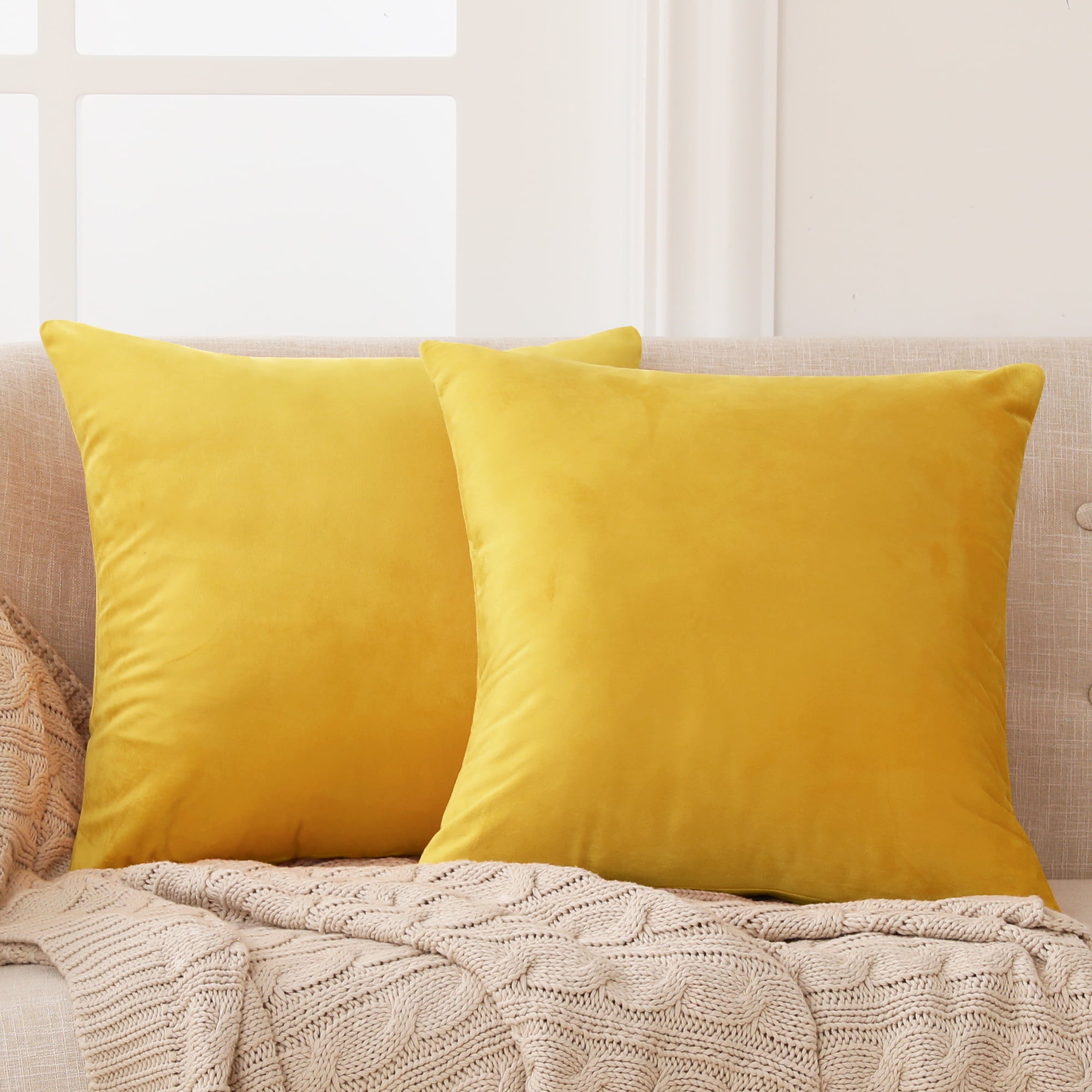 Yellow Polyester Pillow Case Sofa Car Waist Throw Cushion Cover Home Decor 18'' 