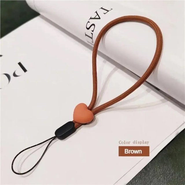2PCS Solid Color Short Love Heart Hanging Rope Adjustable Mobile Phone Phone Strap Colorful Wrist Strap Elastic Mobile Phone Lanyard