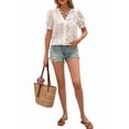 thumbnail image 4 of Women'S Summer Floral Lace Blouse V Neck Dressy Casual Going Out Boho Top Milky White S, 4 of 9
