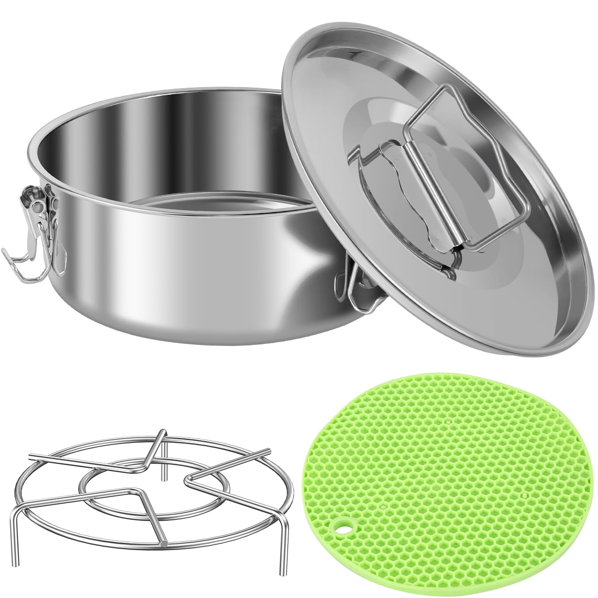 Rzvnmko Stainless Steel Flan Mold 1.5QT,Flan Pan for Instant Pot 6-8QT,Mexican Design Flanera Flan Maker,Flan Pan,Moldes para Flan - Flaneras Moldes con Tapa