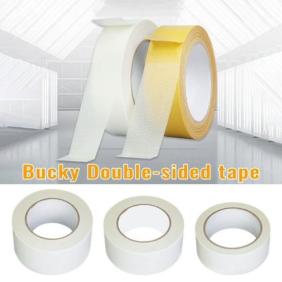 Xihbxyly Cinta Adhesiva de Doble Cara con Base de Tela, Fuerte Adherencia, Impermeable, Sin Residuos, Fijación a Alfombras, Alta Viscosidad, Fibra Duradera, Fácil de Rasgar, Multiusos, 1 Rollo
