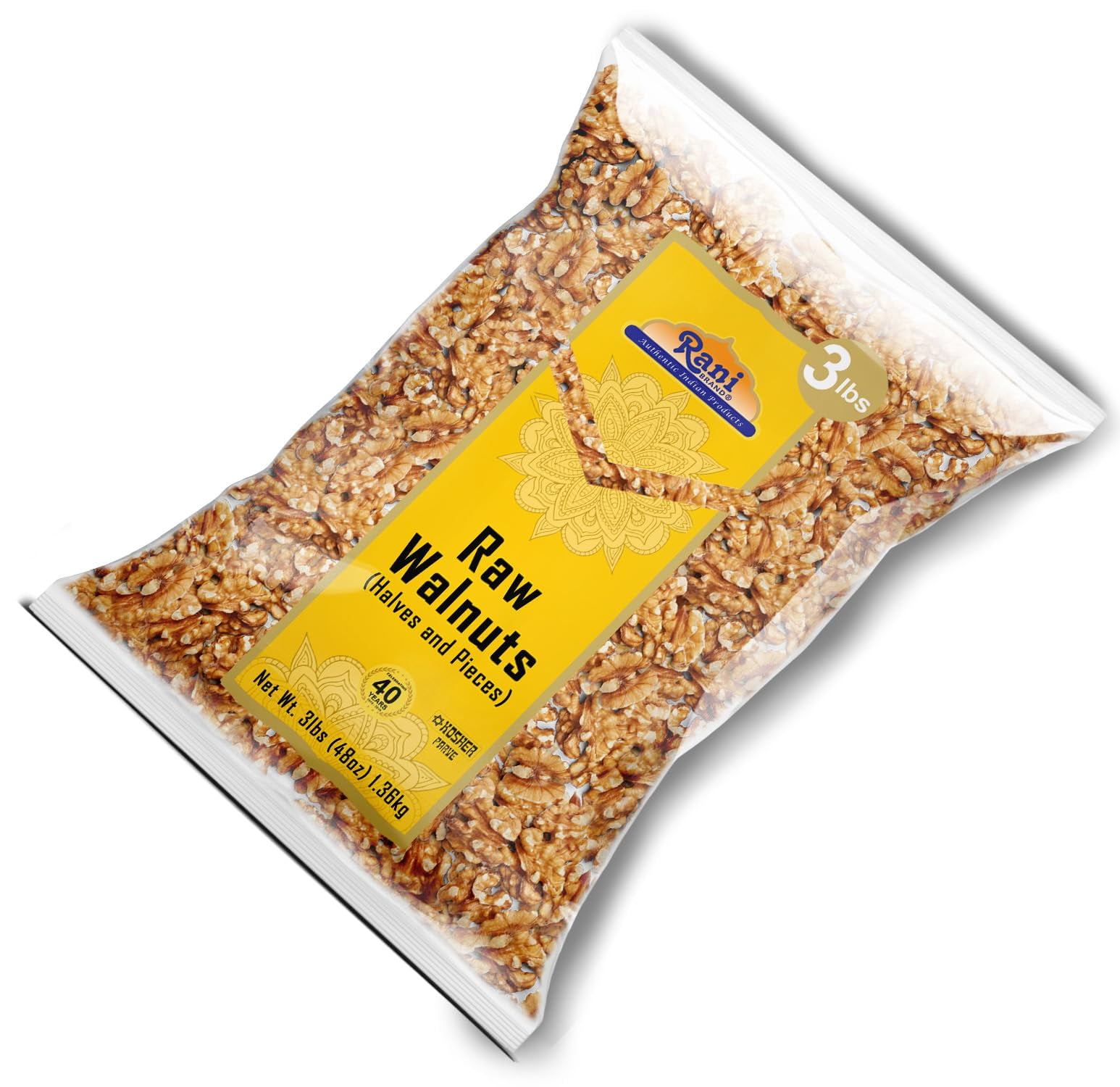 Rani Raw Walnuts, Halves and Pieces 48oz (3lbs) 1.36kg ~ All Natural | Vegan | Kosher | Gluten Friendly | Fresh