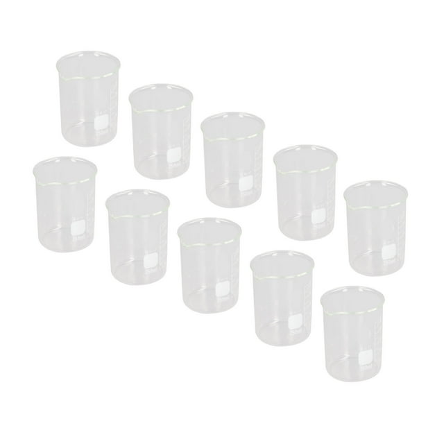 Juego de 10 vasos científicos de vidrio de 250 ml de gran capacidad, juego de herramientas de escala transparente para experimentos