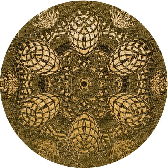 Ahgly Company Machine Washable Indoor Round Transitional Cinnamon Brown Area Rugs, 6' Round