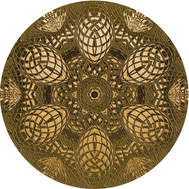 Ahgly Company Machine Washable Indoor Round Transitional Cinnamon Brown Area Rugs, 7' Round
