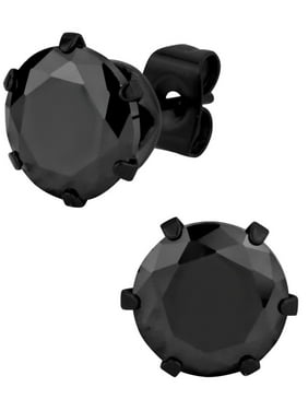 Men S Earrings Product Image Large Stainless Steel Black Ip Plated Round 5 Ct Cz Simulated Diamond Stud Earrings For