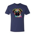 thumbnail image 2 of Pugs and Kisses Cute Dog Neon Rainbow Pug Dog Lover Mens Premium Tri Blend T-Shirt, Vintage Navy, Small, 2 of 3