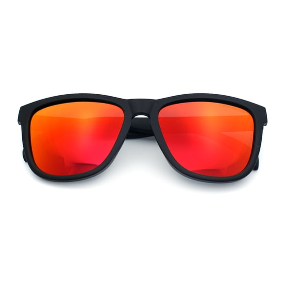 Polarized Mens Kush Color Mirror Pop Sport Horn Rim Sunglasses [Black - Orange Mirror]