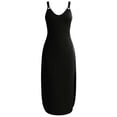 thumbnail image 5 of Women's Halter Dress Sleeveless Crew Neck Side Slit Midi Dresses Summer Casual Loose Stylish Beach Sundress (S, Black), 5 of 5