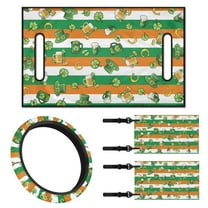 XYZCANDO Green Hat 4pcs Golf Cart Seat Covers St. Patrick's Day Golf Cart Steering Wheel Covers Golf Cart Flags Golf Cart Decor Easy to Install Golf Cart Seat Cover Mini Flags Orange