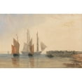 thumbnail image 2 of David Cox 14x11 Gold Ornate Wood Frame and Double Matted Museum Art Print Titled - Entrance to Calais Harbour (circa 1829), 2 of 4
