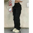 thumbnail image 5 of Women's High Waisted Cargo Pants - Baggy Y2K Wide Leg Pants with Pockets, Warm Thermal Streetwear for Winter Christmas New Year Outfits, 5 of 6