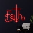 thumbnail image 2 of Handmadetneonsign Faith Neon Sign, Faith Neon Light, Jesus Cross Neon, Wall Art, Wall Decor, 2 of 5