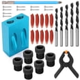 thumbnail image 1 of Amdohai 34 Pcs/Set 15° Woodworking Inclined Hole Locator Drilling Guide Hole Opener Combination Tool Set Woodworking Drilling Regulator Woodworking Hole Jig Kit Hole Locator Drill Bits, 1 of 7