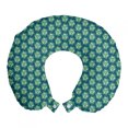 thumbnail image 1 of Abstract Travel Pillow Neck Rest, Fractal Triangles Circular Shapes Retro Style Geometrical Tile, Memory Foam Traveling Accessory Airplane and Car, 12", Blue Teal Pale Green, by Ambesonne, 1 of 2