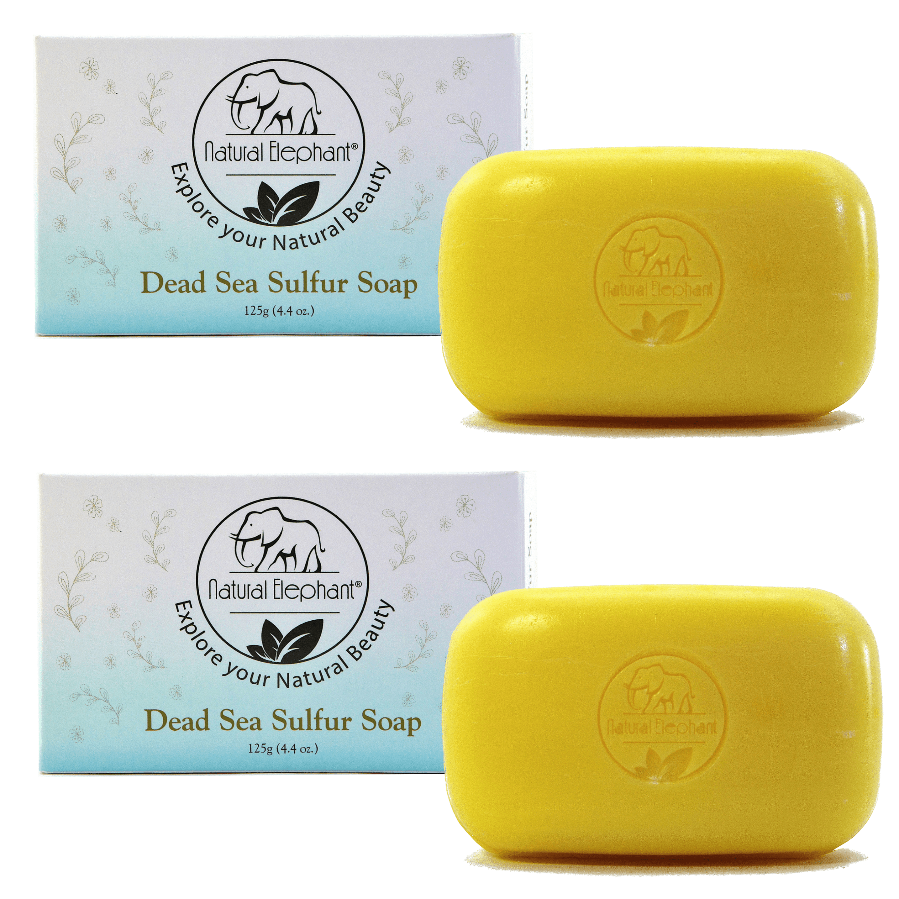 Dead Sea Sulfur Soap 2 pack 4.4 oz (125 g) by Natural Elephant