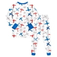 thumbnail image 5 of Wenfanal Kids Child Toddler Boy Pajamas Pj Set Little & Big Girls Pajamas Boys Set Comfortable Soft Cute Boys Home Pajama Set Size 6-7 Years,Sky Blue, 5 of 7